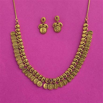 Antique South Indian Necklace Set With Matte Gold Plating