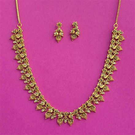 Antique Temple Necklace Set With Matte Gold Plating