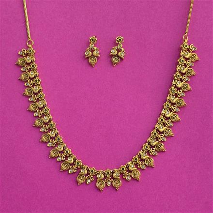Antique Temple Necklace Set With Matte Gold Plating