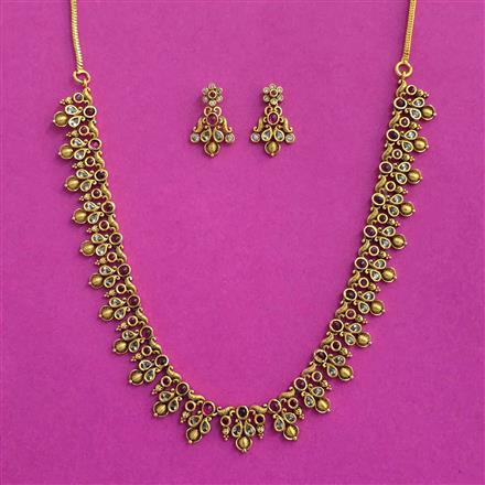 Antique South Indian Necklace Set With Matte Gold Plating