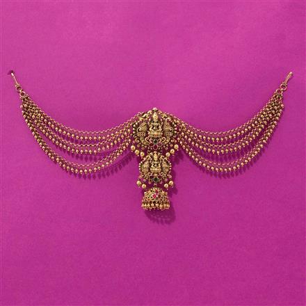 Antique Temple Hair Brooch With Matte Gold Plating