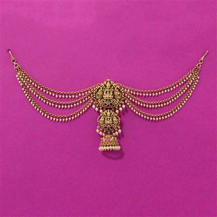 Antique Temple Hair Brooch With Matte Gold Plating