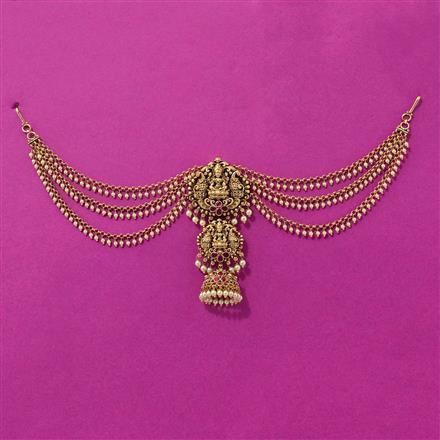 Antique Temple Hair Brooch With Matte Gold Plating