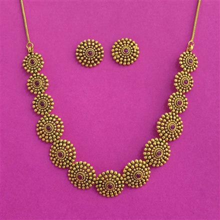 Antique South Indian Necklace Set With Matte Gold Plating