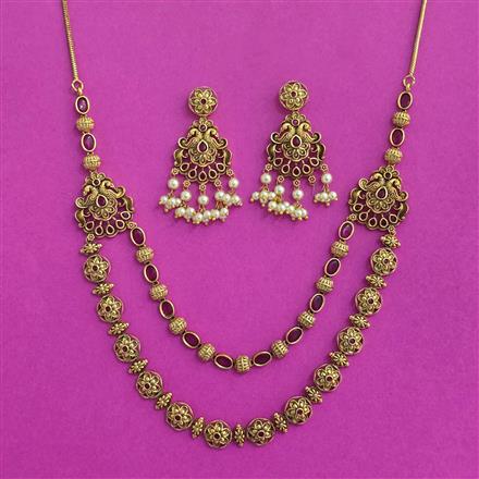 Antique South Indian Necklace Set With Matte Gold Plating