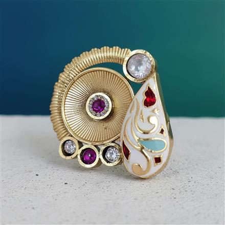 Antique Adjustable Ring With Matte Gold Plating