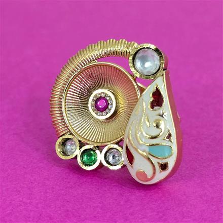 Antique Adjustable Ring With Matte Gold Plating