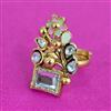 Antique Adjustable Ring With Matte Gold Plating