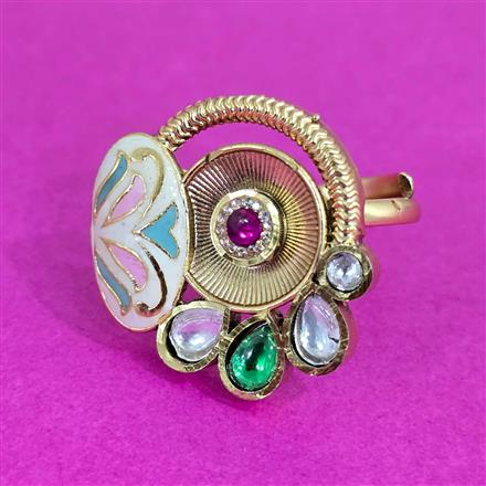 Antique Adjustable Ring With Matte Gold Plating