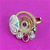 Antique Adjustable Ring With Matte Gold Plating