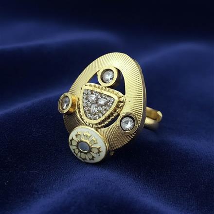 Antique Adjustable Ring With Matte Gold Plating