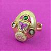 Antique Adjustable Ring With Matte Gold Plating