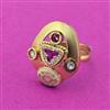 Antique Adjustable Ring With Matte Gold Plating
