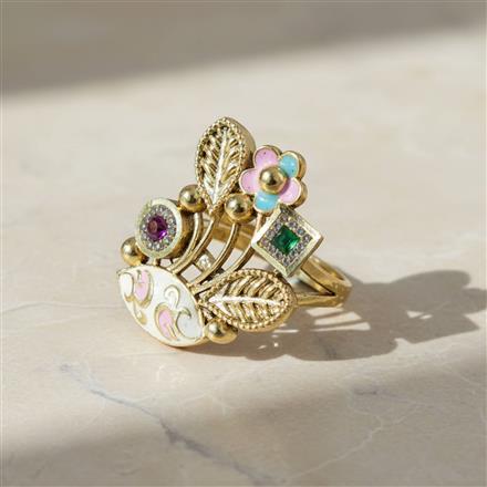 Antique Adjustable Ring With Matte Gold Plating