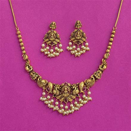 Antique South Indian Necklace Set With Matte Gold Plating