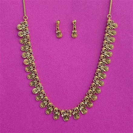 Antique South Indian Necklace Set With Matte Gold Plating