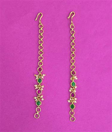 Antique Delicate Ear Chain With Gold Plating