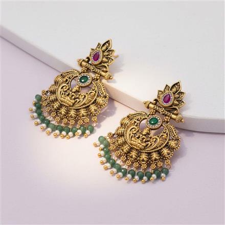 Antique Temple Earring With Matte Gold Plating