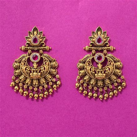 Antique Temple Earring With Matte Gold Plating