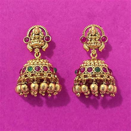 Antique Jhumki With Matte Gold Plating