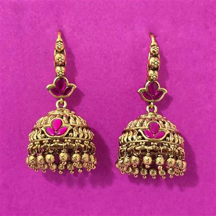 Antique Jhumki With Matte Gold Plating