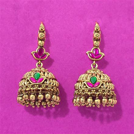 Antique Jhumki With Matte Gold Plating