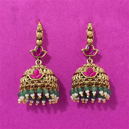 Antique Jhumki With Matte Gold Plating