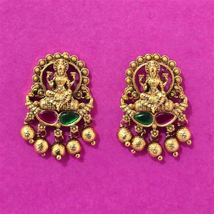 Antique Temple Earring With Matte Gold Plating
