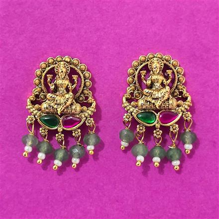 Antique Temple Earring With Matte Gold Plating