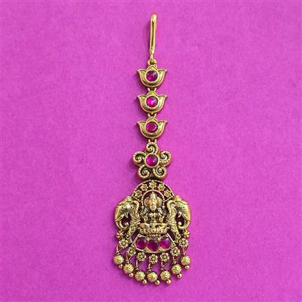 Antique Temple Tikka With Matte Gold Plating