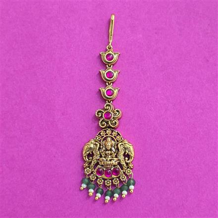 Antique Temple Tikka With Matte Gold Plating