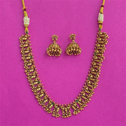 Antique Classic Necklace Set With Matte Gold Plating
