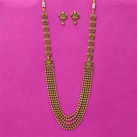 Antique Temple Necklace Set With Matte Gold Plating