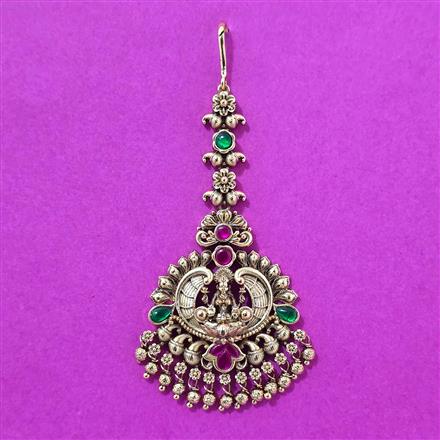 Antique Temple Tikka With Matte Gold Plating