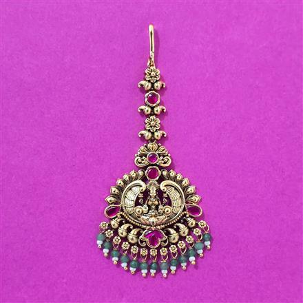 Antique Temple Tikka With Matte Gold Plating