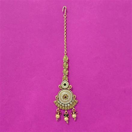 Antique Meenakari Tikka With Matte Gold Plating