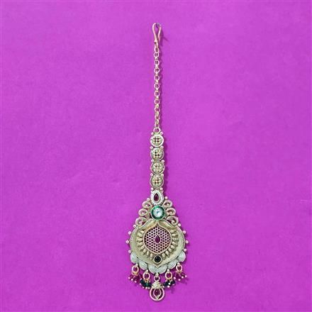 Antique Meenakari Tikka With Matte Gold Plating