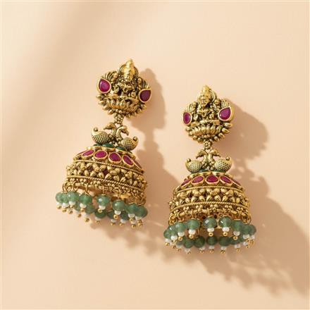 Antique Jhumki With Matte Gold Plating