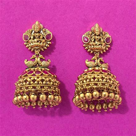 Antique Jhumki With Matte Gold Plating