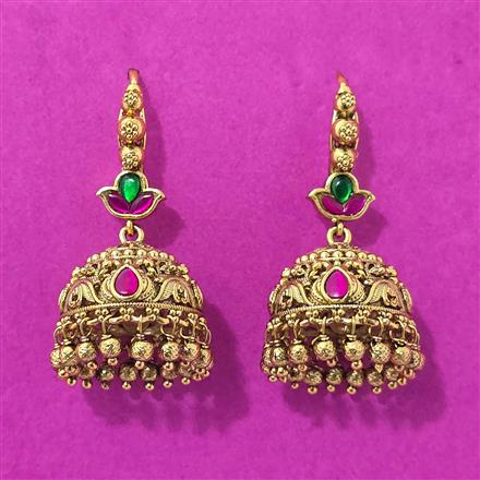 Antique Jhumki With Matte Gold Plating