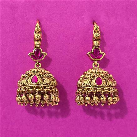 Antique Jhumki With Matte Gold Plating