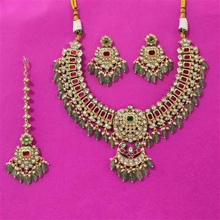 Antique Classic Necklace Set With Matte Gold Plating