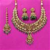 Antique Temple Necklace Set With Matte Gold Plating