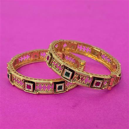 Antique Openable Bangles With Matte Gold Plating