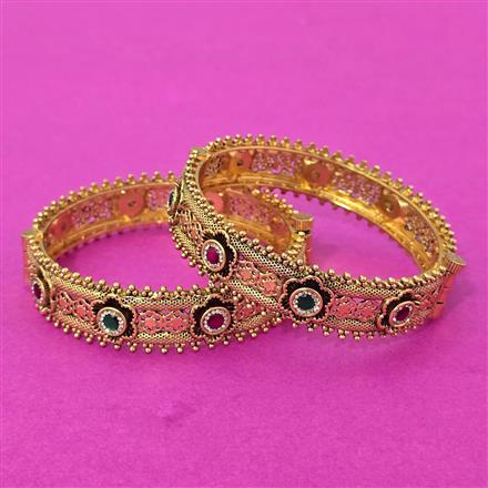 Antique Openable Bangles With Matte Gold Plating