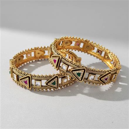 Antique Openable Bangles With Matte Gold Plating