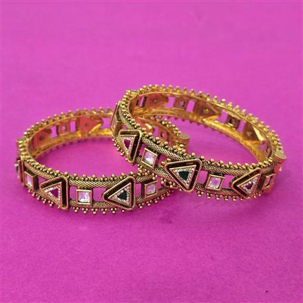 Antique Openable Bangles With Matte Gold Plating