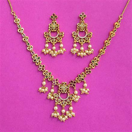 Antique South Indian Necklace With Matte Gold Plating