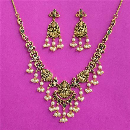 Antique South Indian Necklace With Matte Gold Plating