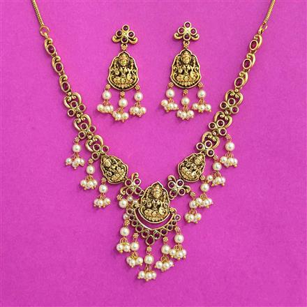 Antique South Indian Necklace With Matte Gold Plating